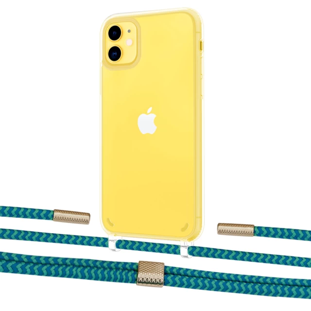 Чохол Upex Crossbody Protection Case для iPhone 11 Crystal with Twine Cyan and Fausset Gold (UP83301)