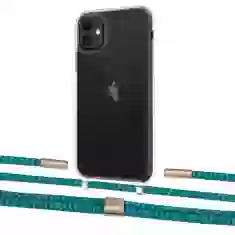 Чохол Upex Crossbody Protection Case для iPhone 11 Crystal with Twine Cyan and Fausset Gold (UP83301)