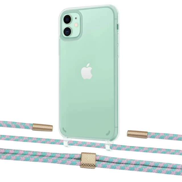Чехол Upex Crossbody Protection Case для iPhone 11 Crystal with Twine Turquoise and Fausset Gold (UP83304)