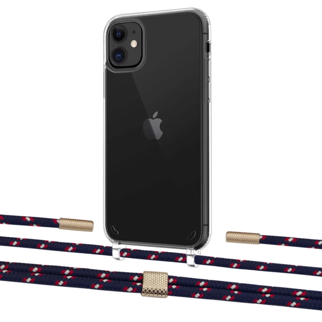Чехол Upex Crossbody Protection Case для iPhone 11 Crystal with Twine Blue Marine and Fausset Gold (UP83305)