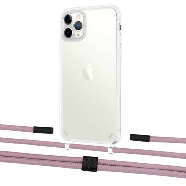 Чехол Upex Crossbody Protection Case для iPhone 11 Pro Max Crystal with Twine Rose Gold and Fausset Matte Black (UP83360)