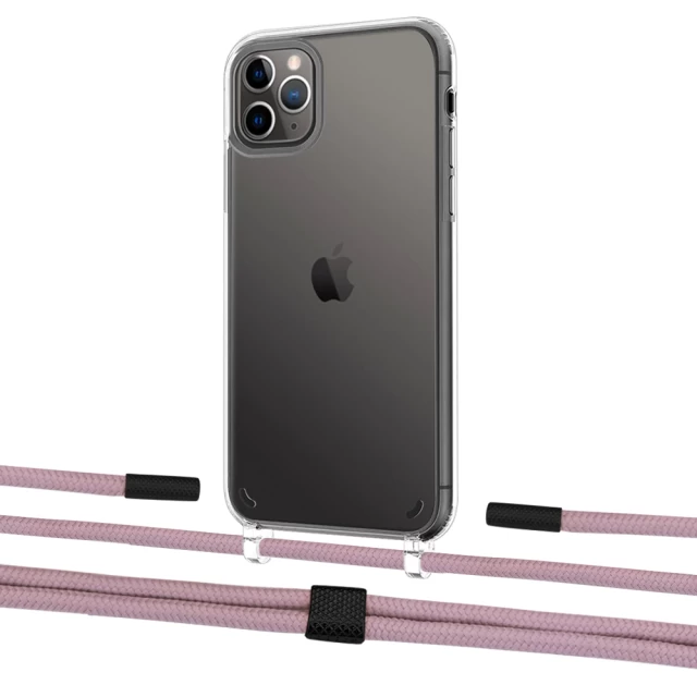 Чехол Upex Crossbody Protection Case для iPhone 11 Pro Crystal with Twine Rose Gold and Fausset Matte Black (UP83309)