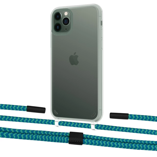 Чехол Upex Crossbody Protection Case для iPhone 11 Pro Max Crystal with Twine Cyan and Fausset Matte Black (UP83369)