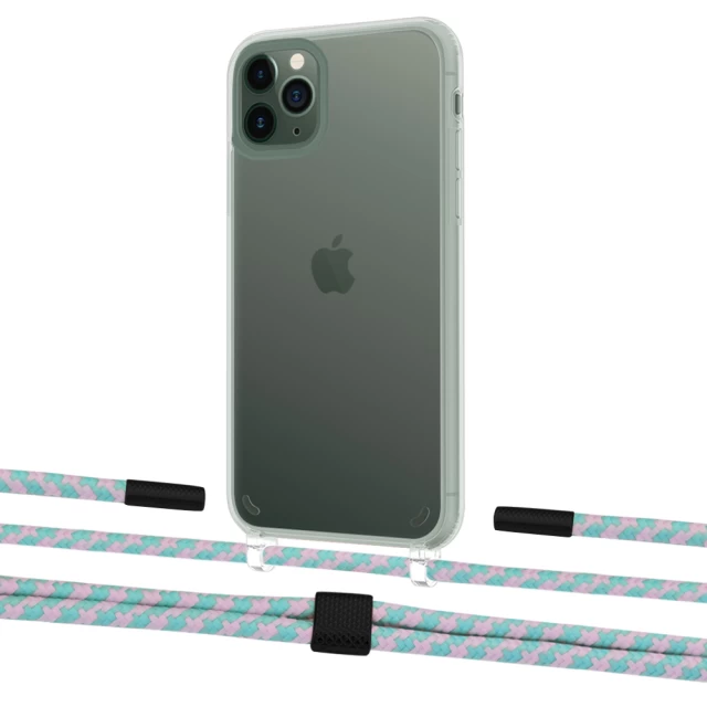 Чохол Upex Crossbody Protection Case для iPhone 11 Pro Max Crystal with Twine Turquoise and Fausset Matte Black (UP83372)