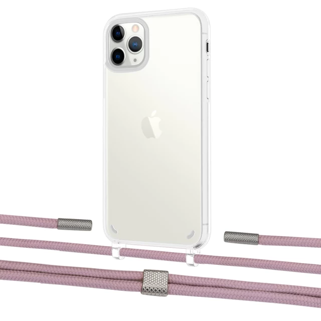 Чехол Upex Crossbody Protection Case для iPhone 11 Pro Max Crystal with Twine Rose Gold and Fausset Silver (UP83377)