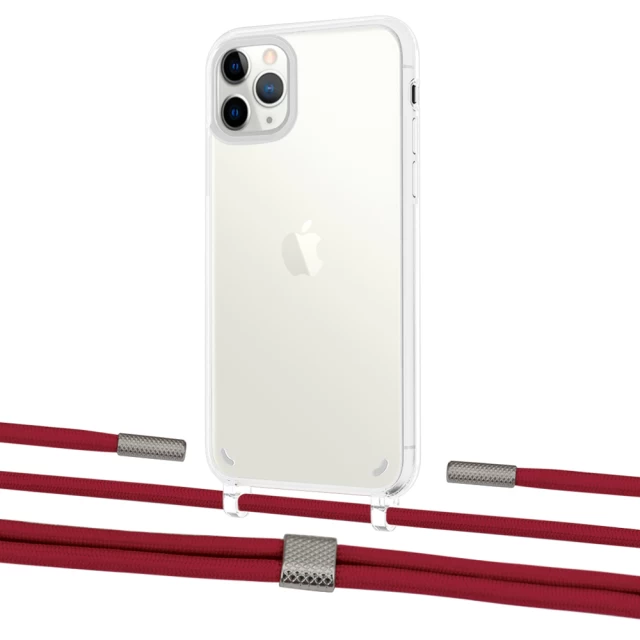 Чохол Upex Crossbody Protection Case для iPhone 11 Pro Crystal with Twine Red and Fausset Silver (UP83328)