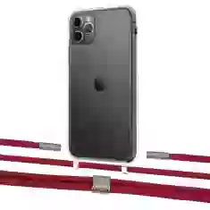 Чохол Upex Crossbody Protection Case для iPhone 11 Pro Max Crystal with Twine Red and Fausset Silver (UP83379)