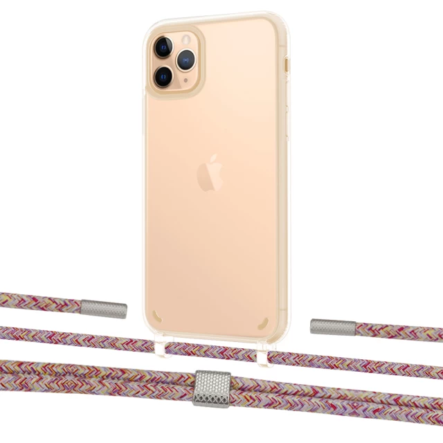 Чехол Upex Crossbody Protection Case для iPhone 11 Pro Max Crystal with Twine Mulberry and Fausset Silver (UP83385)