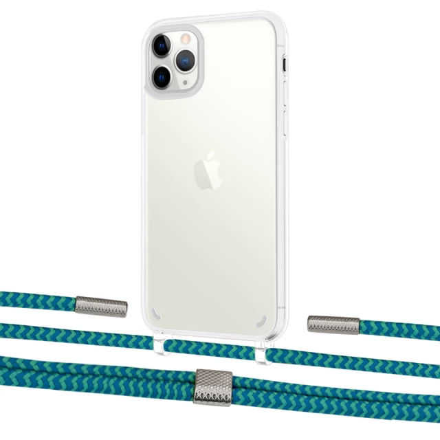 Чехол Upex Crossbody Protection Case для iPhone 11 Pro Max Crystal with Twine Cyan and Fausset Silver (UP83386)