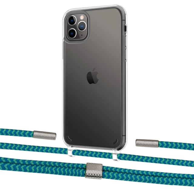 Чохол Upex Crossbody Protection Case для iPhone 11 Pro Max Crystal with Twine Cyan and Fausset Silver (UP83386)