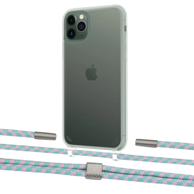 Чохол Upex Crossbody Protection Case для iPhone 11 Pro Max Crystal with Twine Turquoise and Fausset Silver (UP83389)