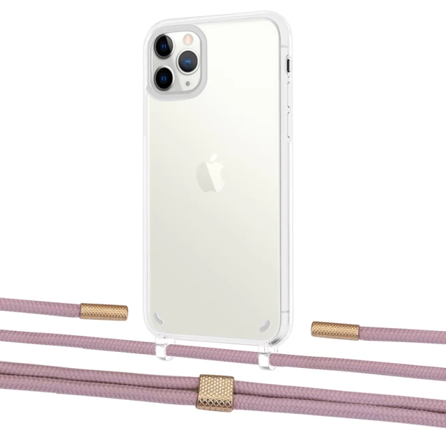 Чохол Upex Crossbody Protection Case для iPhone 11 Pro Max Crystal with Twine Rose Gold and Fausset Gold (UP83394)