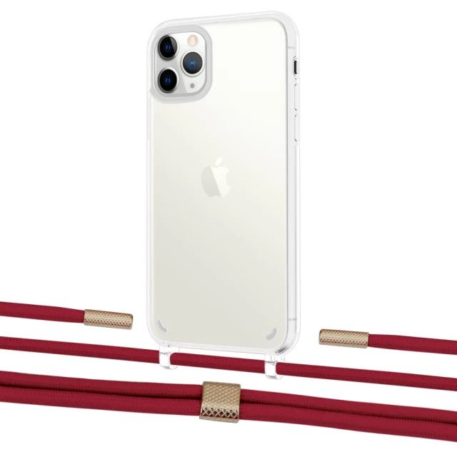 Чехол Upex Crossbody Protection Case для iPhone 11 Pro Max Crystal with Twine Red and Fausset Gold (UP83396)