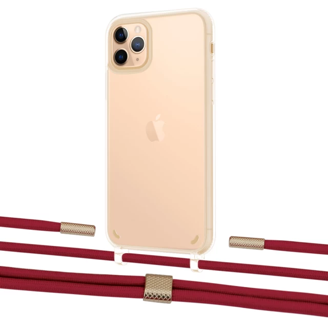 Чехол Upex Crossbody Protection Case для iPhone 11 Pro Max Crystal with Twine Red and Fausset Gold (UP83396)