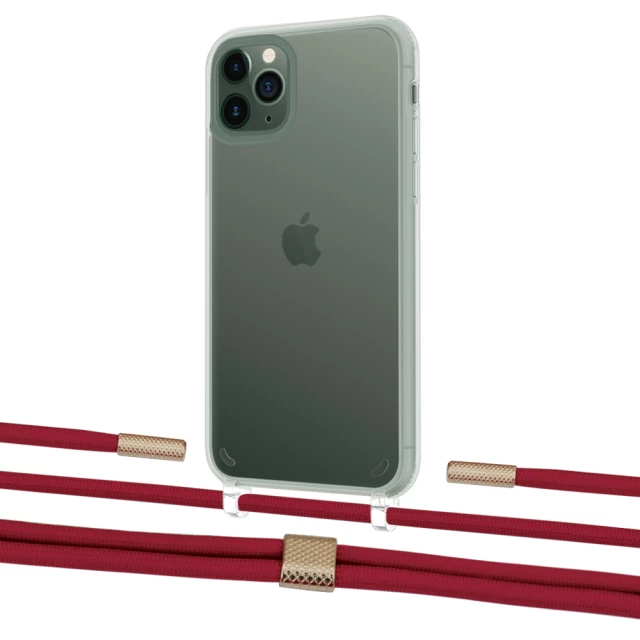 Чохол Upex Crossbody Protection Case для iPhone 11 Pro Crystal with Twine Red and Fausset Gold (UP83345)