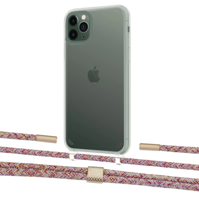 Чехол Upex Crossbody Protection Case для iPhone 11 Pro Max Crystal with Twine Mulberry and Fausset Gold (UP83402)