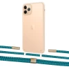 Чохол Upex Crossbody Protection Case для iPhone 11 Pro Max Crystal with Twine Cyan and Fausset Gold (UP83403)