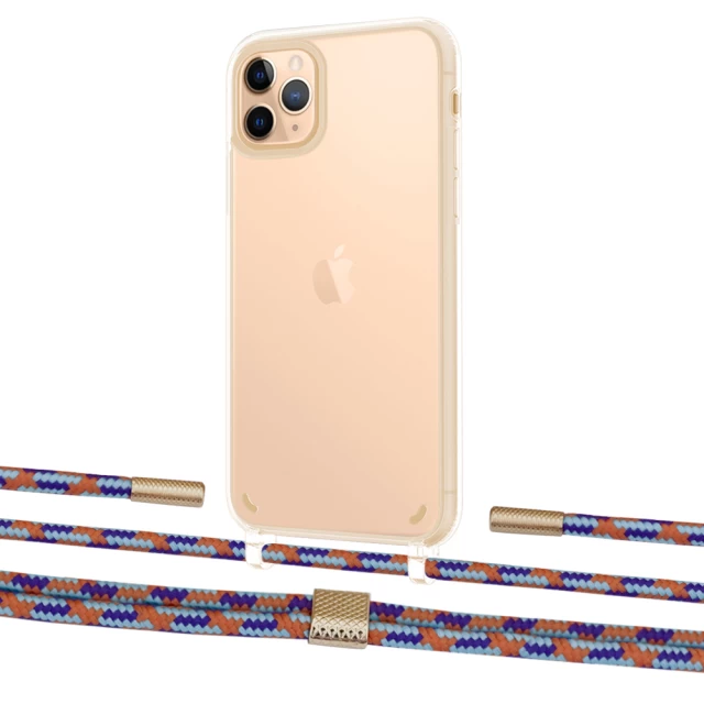 Чехол Upex Crossbody Protection Case для iPhone 11 Pro Max Crystal with Twine Blue Sunset and Fausset Gold (UP83405)
