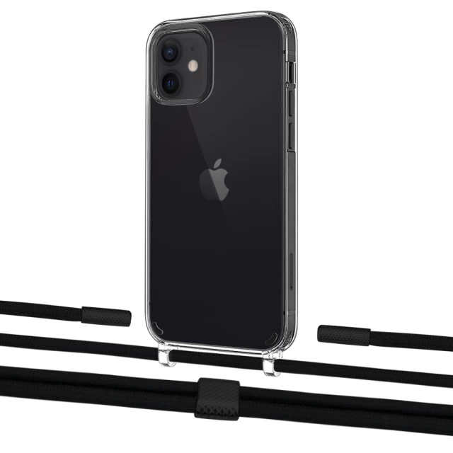 Чехол Upex Crossbody Protection Case для iPhone 12 mini Crystal with Twine Black  and Fausset Matte Black (UP83460)