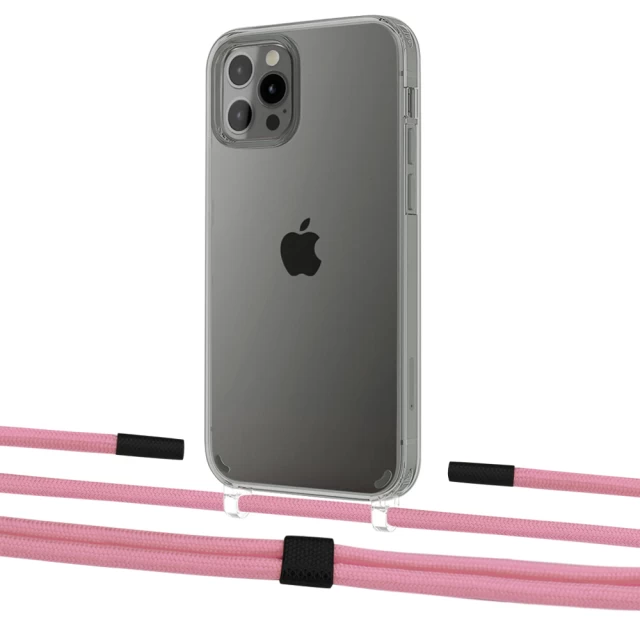 Чехол Upex Crossbody Protection Case для iPhone 12 | 12 Pro Crystal with Twine Coral and Fausset Matte Black (UP83412)