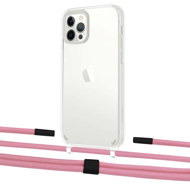 Чехол Upex Crossbody Protection Case для iPhone 12 | 12 Pro Crystal with Twine Coral and Fausset Matte Black (UP83412)