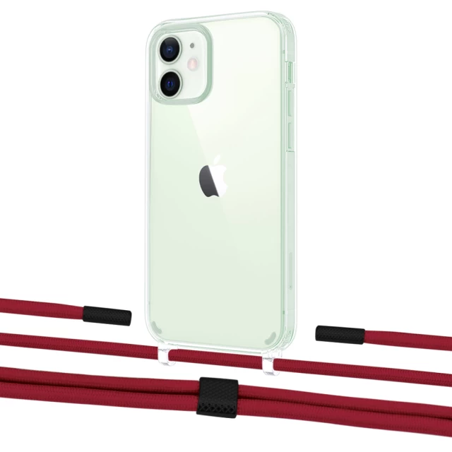 Чехол Upex Crossbody Protection Case для iPhone 12 | 12 Pro Crystal with Twine Red and Fausset Matte Black (UP83413)