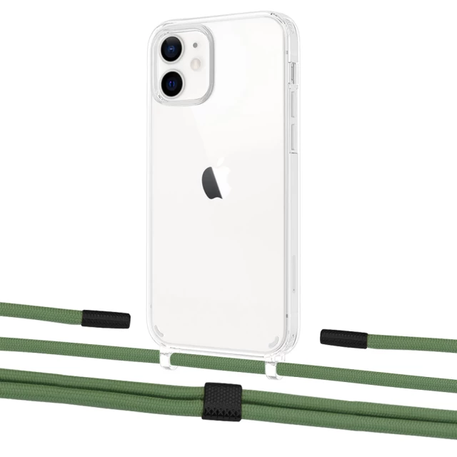 Чехол Upex Crossbody Protection Case для iPhone 12 | 12 Pro Crystal with Twine Mint and Fausset Matte Black (UP83418)