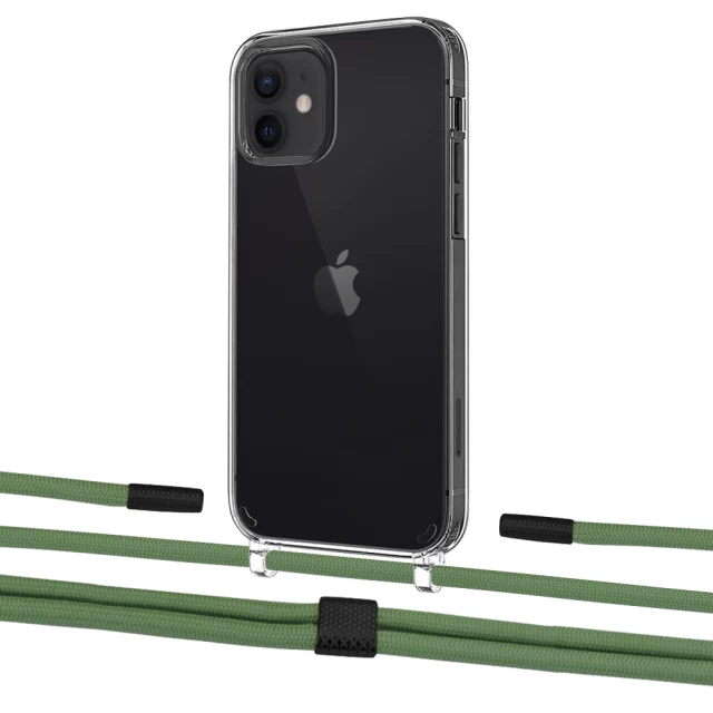 Чохол Upex Crossbody Protection Case для iPhone 12 mini Crystal with Twine Mint and Fausset Matte Black (UP83469)
