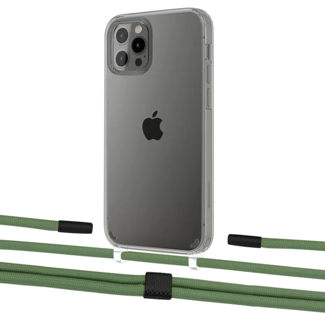 Чохол Upex Crossbody Protection Case для iPhone 12 | 12 Pro Crystal with Twine Mint and Fausset Matte Black (UP83418)