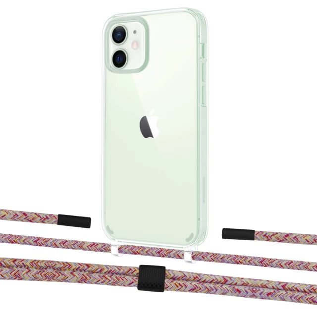 Чохол Upex Crossbody Protection Case для iPhone 12 mini Crystal with Twine Mulberry and Fausset Matte Black (UP83470)