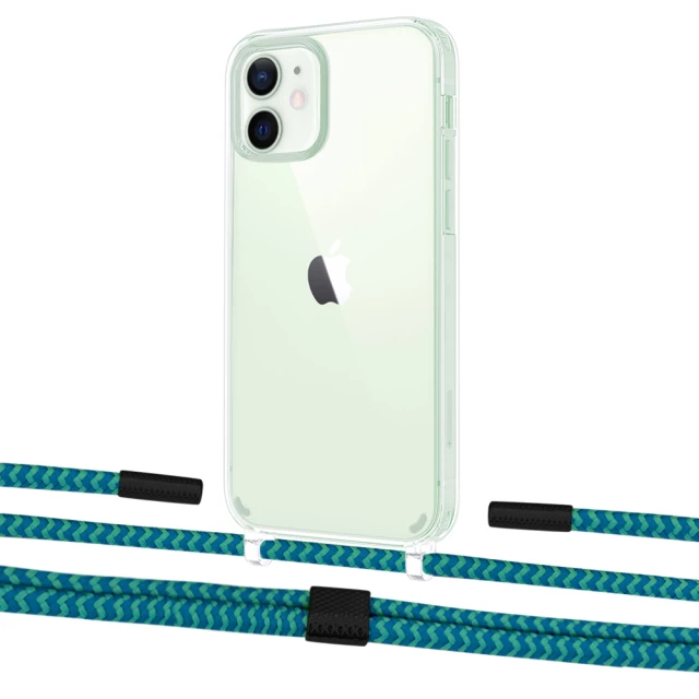 Чохол Upex Crossbody Protection Case для iPhone 12 mini Crystal with Twine Cyan and Fausset Matte Black (UP83471)