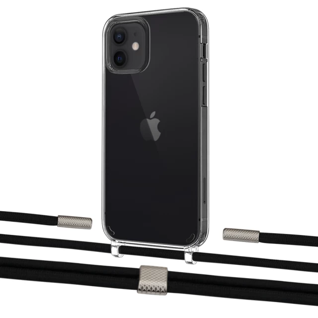 Чохол Upex Crossbody Protection Case для iPhone 12 mini Crystal with Twine Black  and Fausset Silver (UP83477)
