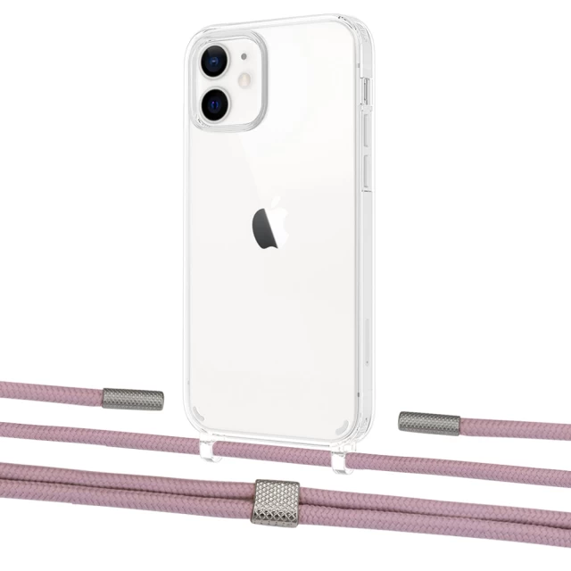 Чехол Upex Crossbody Protection Case для iPhone 12 | 12 Pro Crystal with Twine Rose Gold and Fausset Silver (UP83428)