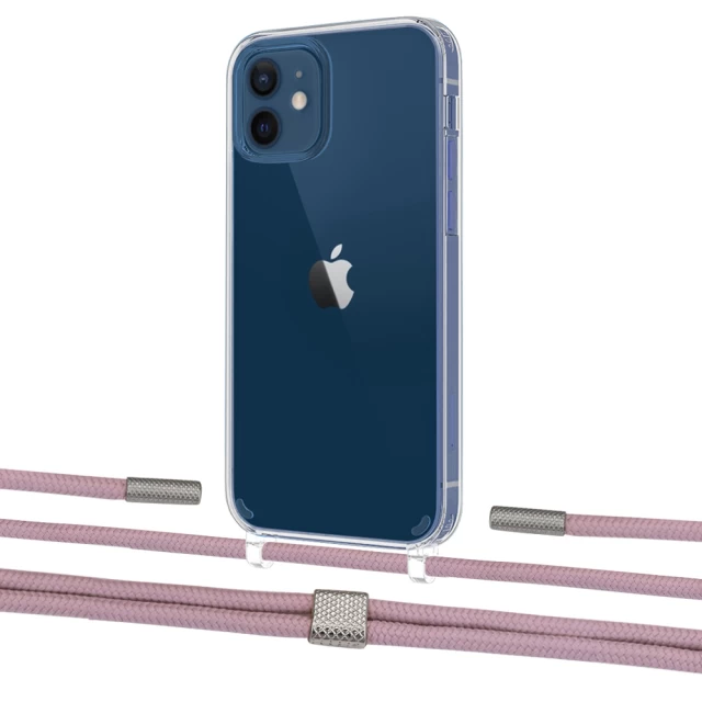 Чехол Upex Crossbody Protection Case для iPhone 12 | 12 Pro Crystal with Twine Rose Gold and Fausset Silver (UP83428)