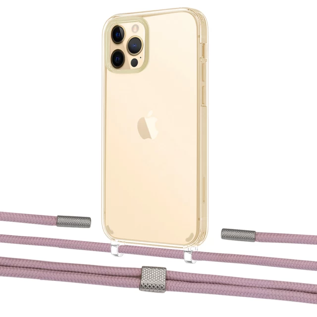 Чохол Upex Crossbody Protection Case для iPhone 12 | 12 Pro Crystal with Twine Rose Gold and Fausset Silver (UP83428)