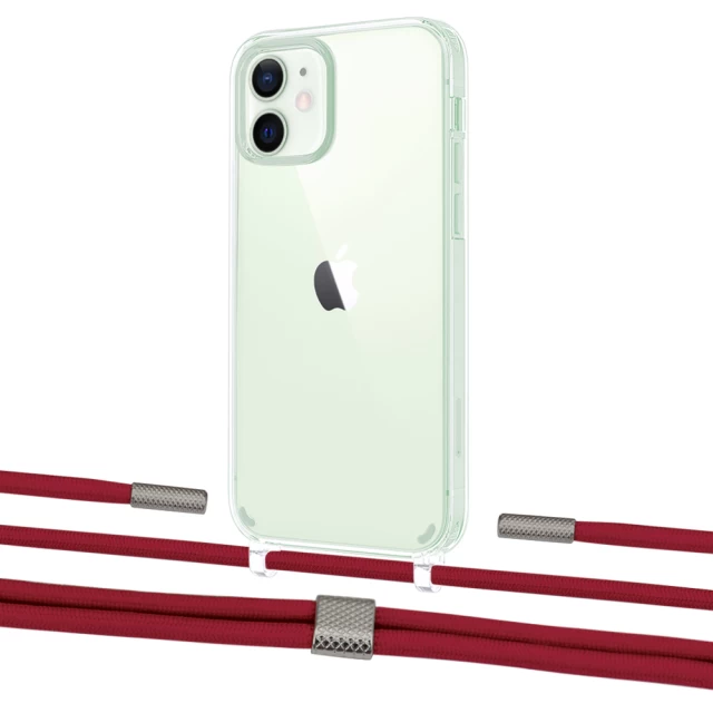 Чохол Upex Crossbody Protection Case для iPhone 12 mini Crystal with Twine Red and Fausset Silver (UP83481)