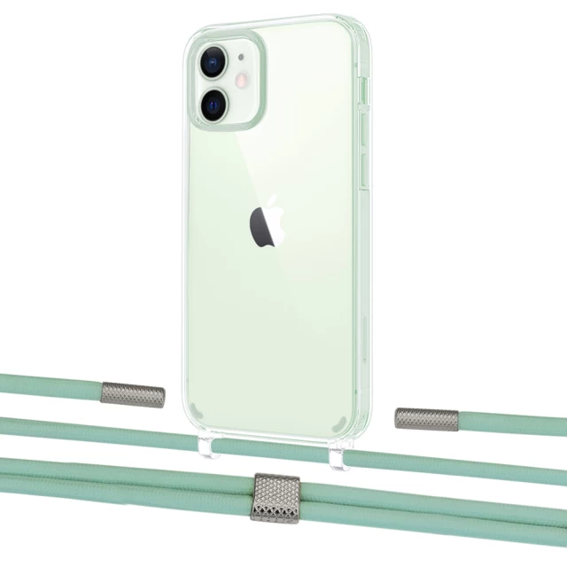 Чохол Upex Crossbody Protection Case для iPhone 12 | 12 Pro Crystal with Twine Pistachio and Fausset Silver (UP83433)