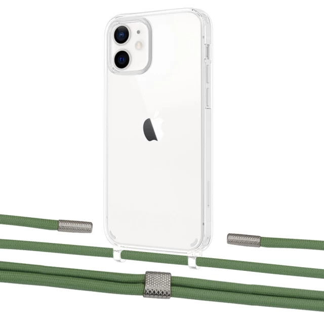 Чохол Upex Crossbody Protection Case для iPhone 12 mini Crystal with Twine Mint and Fausset Silver (UP83486)
