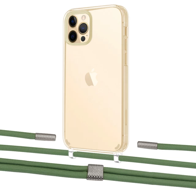 Чохол Upex Crossbody Protection Case для iPhone 12 | 12 Pro Crystal with Twine Mint and Fausset Silver (UP83435)