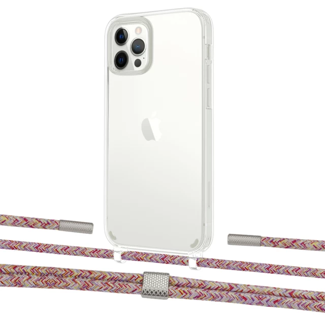 Чехол Upex Crossbody Protection Case для iPhone 12 | 12 Pro Crystal with Twine Mulberry and Fausset Silver (UP83436)