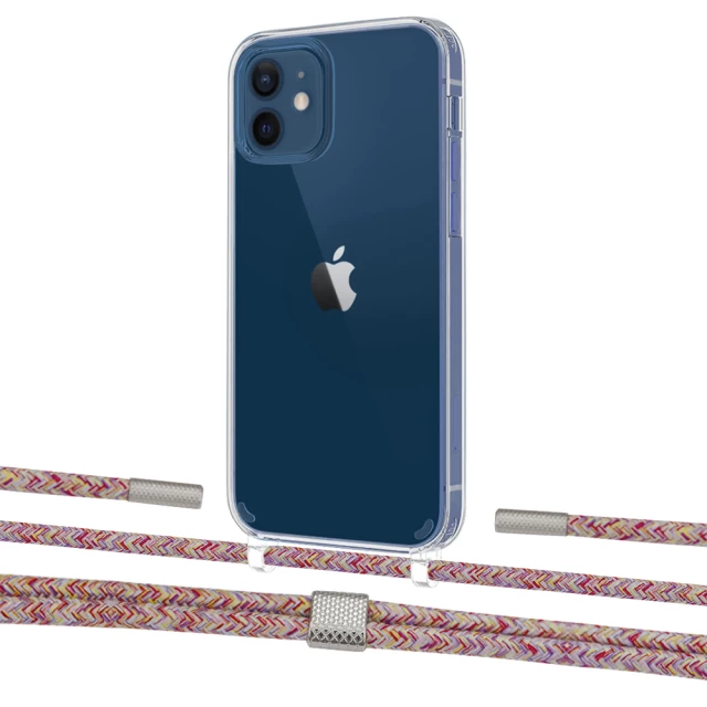 Чохол Upex Crossbody Protection Case для iPhone 12 mini Crystal with Twine Mulberry and Fausset Silver (UP83487)