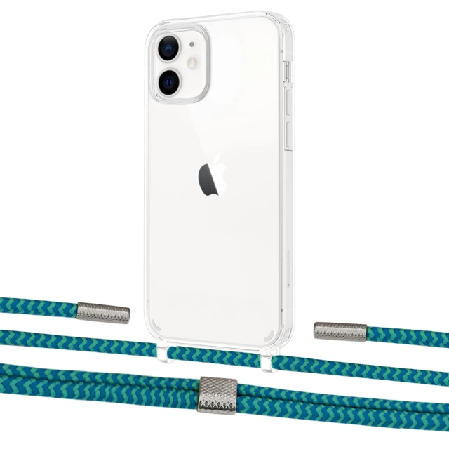 Чехол Upex Crossbody Protection Case для iPhone 12 mini Crystal with Twine Cyan and Fausset Silver (UP83488)