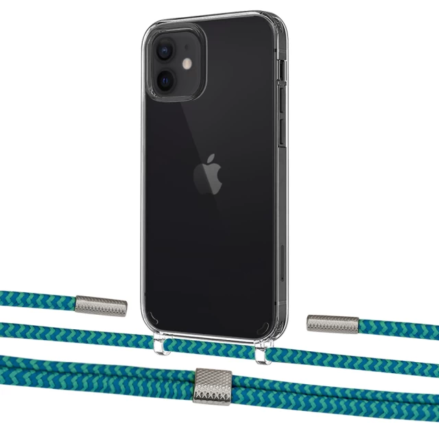 Чехол Upex Crossbody Protection Case для iPhone 12 mini Crystal with Twine Cyan and Fausset Silver (UP83488)