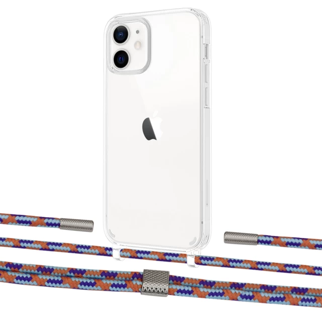 Чехол Upex Crossbody Protection Case для iPhone 12 | 12 Pro Crystal with Twine Blue Sunset and Fausset Silver (UP83439)