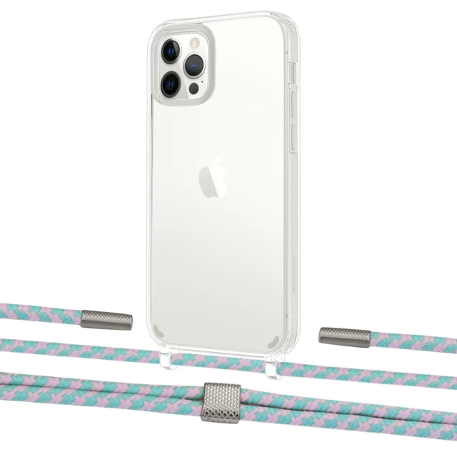 Чехол Upex Crossbody Protection Case для iPhone 12 | 12 Pro Crystal with Twine Turquoise and Fausset Silver (UP83440)