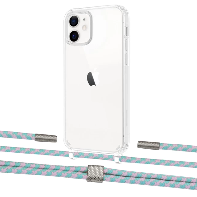Чохол Upex Crossbody Protection Case для iPhone 12 mini Crystal with Twine Turquoise and Fausset Silver (UP83491)