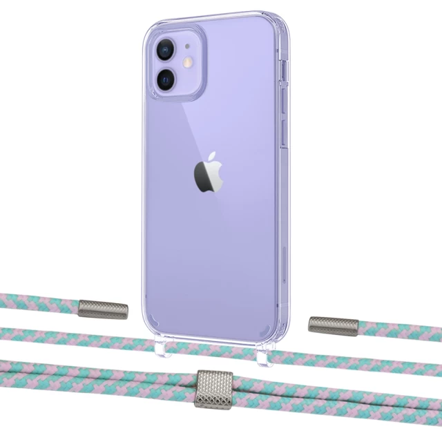 Чохол Upex Crossbody Protection Case для iPhone 12 | 12 Pro Crystal with Twine Turquoise and Fausset Silver (UP83440)