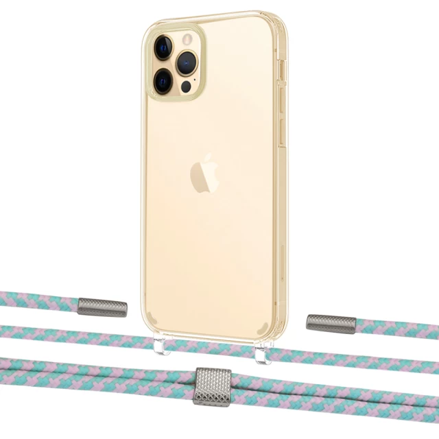 Чохол Upex Crossbody Protection Case для iPhone 12 | 12 Pro Crystal with Twine Turquoise and Fausset Silver (UP83440)