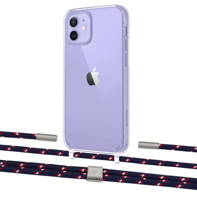 Чохол Upex Crossbody Protection Case для iPhone 12 mini Crystal with Twine Blue Marine and Fausset Silver (UP83492)