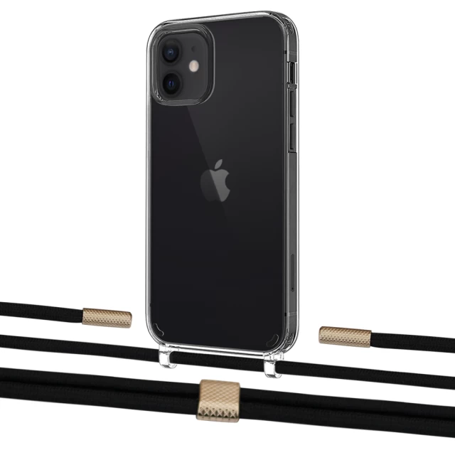 Чохол Upex Crossbody Protection Case для iPhone 12 mini Crystal with Twine Black  and Fausset Gold (UP83494)